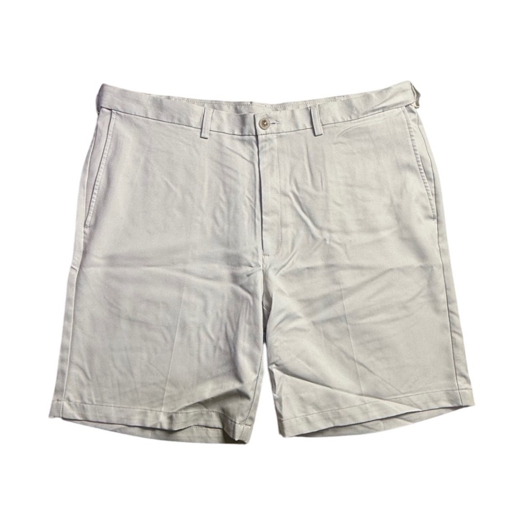 Haggar Cool 18 Pro Mens Tan Flat Front Golf Shorts Size 40 Moisture Wicking-2433